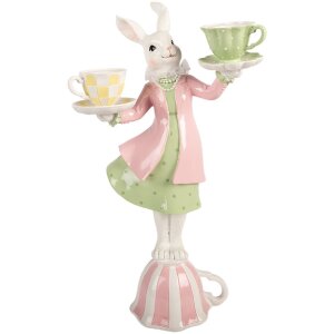 Свічник у формі кролика Clayre & Eef, білий та зелений, 23x13x41 см