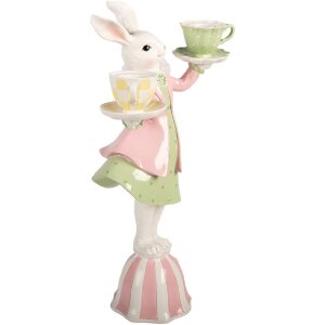 Свічник у формі кролика Clayre & Eef, білий та зелений, 23x13x41 см