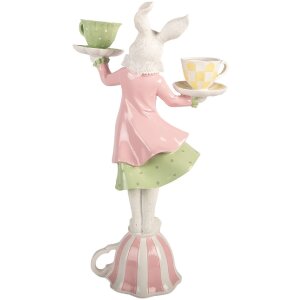 Свічник у формі кролика Clayre & Eef, білий та зелений, 23x13x41 см