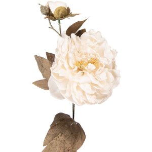 Декоративна гілка з квітами, біло-зелений відтінок, 73x17 см