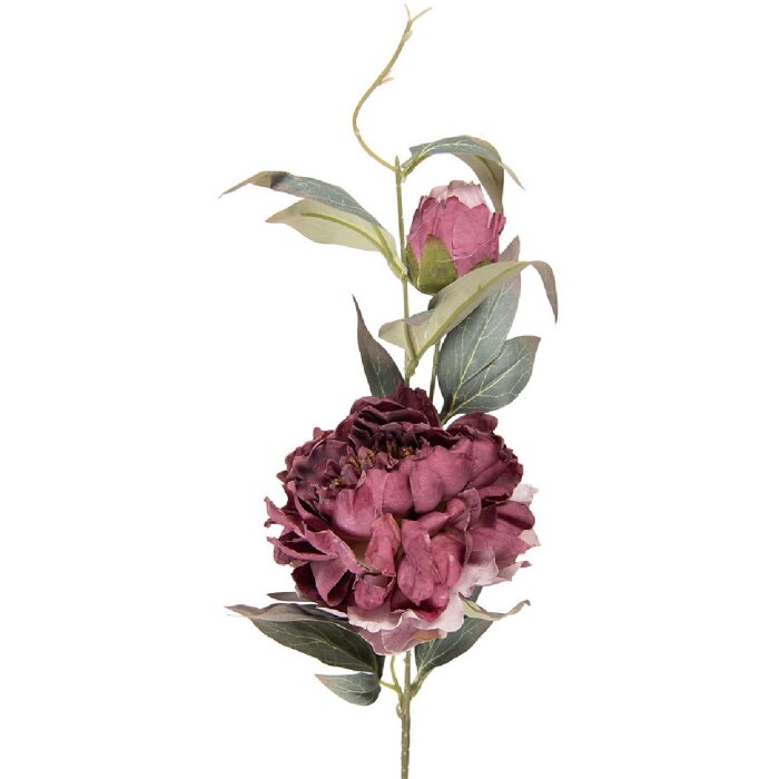 Декоративна гілка з квітами фіолетово-зеленого кольору 14x14x78 см