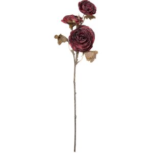 Декоративна гілка з квітами Clayre & Eef, червоний-зелений, 10x12x70 см