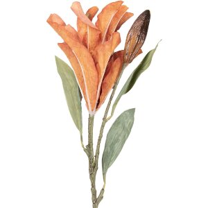 Декоративна гілка з квітами, помаранчево-зелена, 12x16x88...