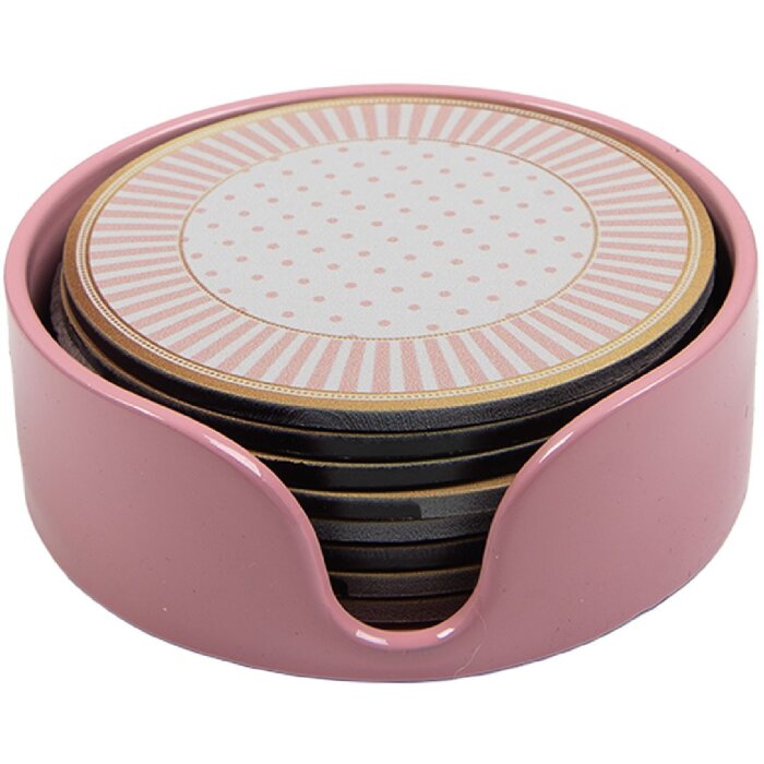 Подставки для келихів Clayre & Eef, набір 8 шт., Ø 10x4 см, бежево-рожеві