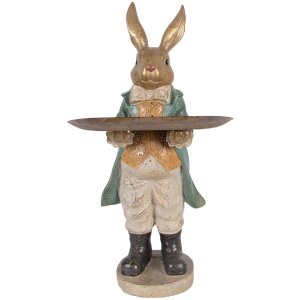 Фігурка кролика з кашпо, золото-синій, 20x23x46 см,...