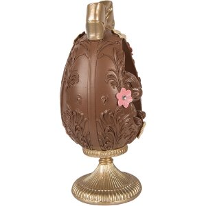 Декоративне яйце з кроликом, коричнево-золоте, Ø 12x26 см