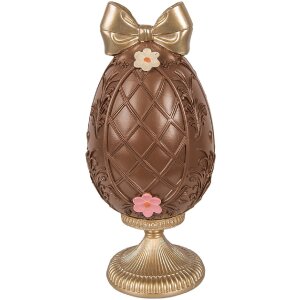 Декоративне яйце з кроликом, коричнево-золоте, Ø 12x26 см