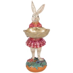 Свинка у мисці, бежево-рожева, 11x14x30 см — декорація від Clayre & Eef