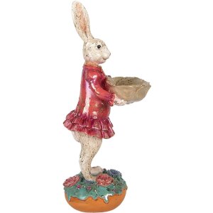 Свинка у мисці, бежево-рожева, 11x14x30 см — декорація від Clayre & Eef