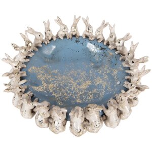 Миска з кроликами для Пасхи Ø 23x7 см, бежево-блакитна, поліресин