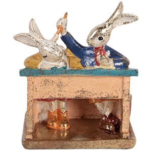 Фігурка «Зайчик» від Clayre & Eef, 11x7x11 см, біла з кольоровими акцентами