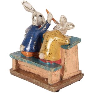 Фігурка «Зайчик» від Clayre & Eef, 11x7x11 см, біла з кольоровими акцентами