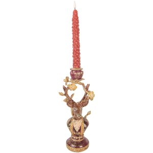 Свічник у формі оленя фіолетово-золотий, 14x11x31 см