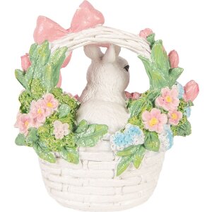 Кролик у кошику білий-рожевий, 15x9x16 см — декорація від Clayre & Eef