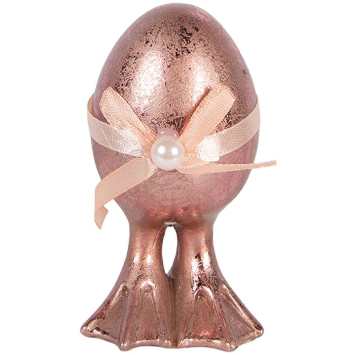 Декоративне яйце Clayre & Eef, рожево-помаранчеве, Ø 6x10 см