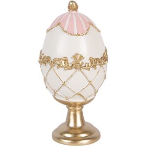 Декоративне яйце Clayre & Eef біле з золотим акцентом Ø 8x15 см
