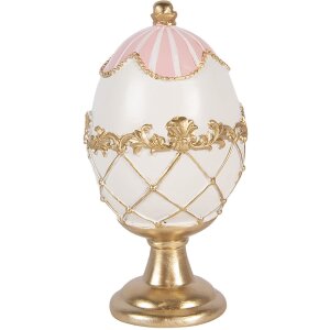 Декоративне яйце Clayre & Eef біле з золотим акцентом Ø 8x15 см
