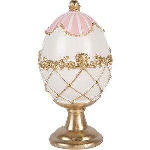 Декоративне яйце Clayre & Eef біле з золотим акцентом Ø 8x15 см