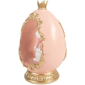 Декоративне яйце з кроликом від Clayre & Eef, біле з золотим блиском, 13x10x20 см