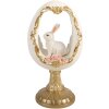 Декоративне яйце зі свинкою, біло-золоте, 12x11x22 см, Clayre & Eef