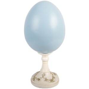 Декоративне яйце з кроликом від Clayre & Eef, білий-синій, 13x12x28 см