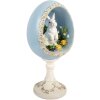 Декоративне яйце з кроликом від Clayre & Eef, білий-синій, 13x12x28 см