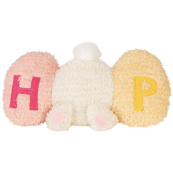 Подушка-кільце у формі кролика, біла з рожевими деталями, 36x12x20 см