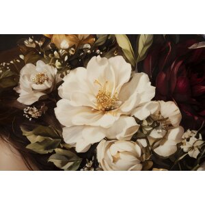 Жінка з квітами та метеликами. Малюнок на холсті PERSIAN від Mauro Ferretti з рамкою 62x92 см