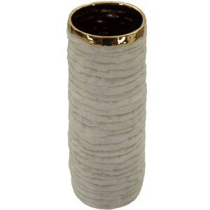Ваза "Lima Open" Mauro Ferretti, сірого кольору, Ø15,5x40 см, золоте внутрішнє покриття