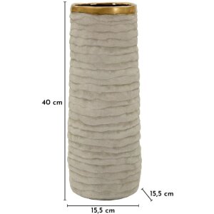 Ваза "Lima Open" Mauro Ferretti, сірого кольору, Ø15,5x40 см, золоте внутрішнє покриття
