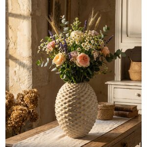 Ваза Mauro Ferretti "Pepipas Ball" Ø29,5x36 см — кульчаста керамічна ваза зі золотими акцентами