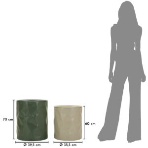 Mauro Ferretti Beistelltisch Set Norimberga 2 teilig Metall Weiß Grün