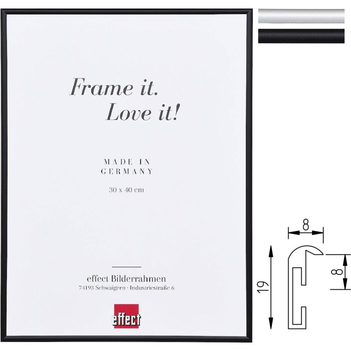Пожежно-захисна алюмінієва рамка B1, чорна/срібляста, 13x18–70x100 см