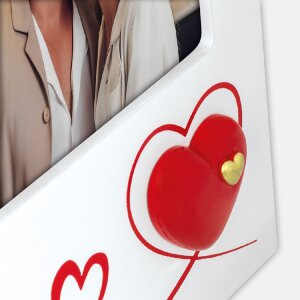 Фоторамка Roberta 10×15 см, білий деревяний рама з серцями та підставкою