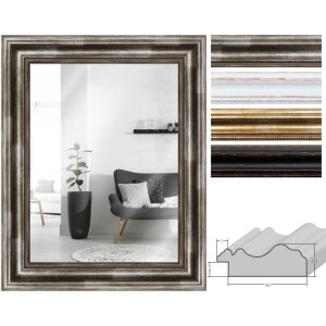 MendeFrames H550 Antik Wandspiegel Massivholz in Silber...