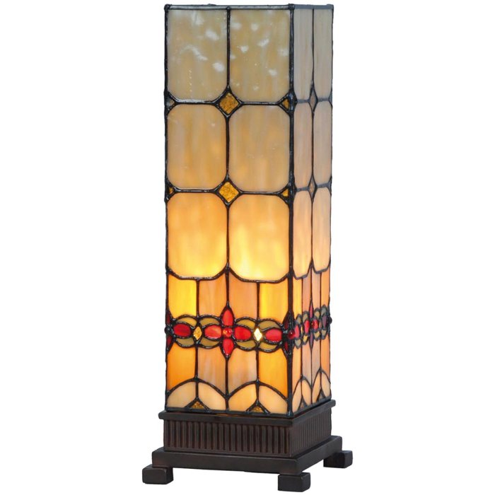 Настільна лампа LumiLamp 5LL-9228 Tiffany 12x12x35 см прямокутник з жовтого скла