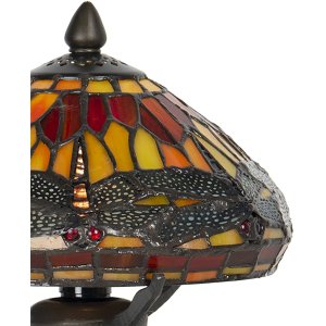 Настольная лампа LumiLamp 5LL-9295 Tiffany Ø 22x21 см коричнево-красное стекло стрекоза