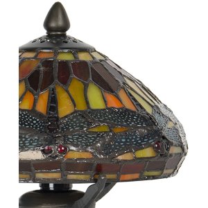 Настольная лампа LumiLamp 5LL-9295 Tiffany Ø 22x21 см коричнево-красное стекло стрекоза