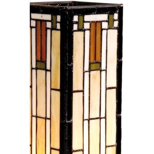 LumiLamp 5LL-9332 Настольная лампа Тиффани 12x12x35 см Бежево-коричневый стеклянный прямоугольник