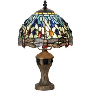 Напольный светильник Tiffany стрекоза разноцветная Ø 21x33 см
