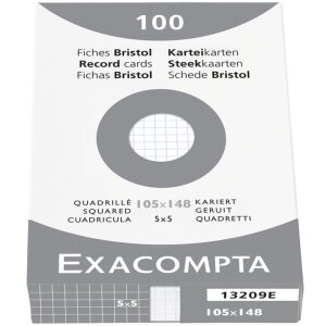 Exacompta Karteikarten ungelocht DIN A6 105x148mm 205g...