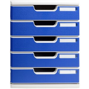 Exacompta Modulo A4 Ladenbox mit 5 Laden lichtgrau blau