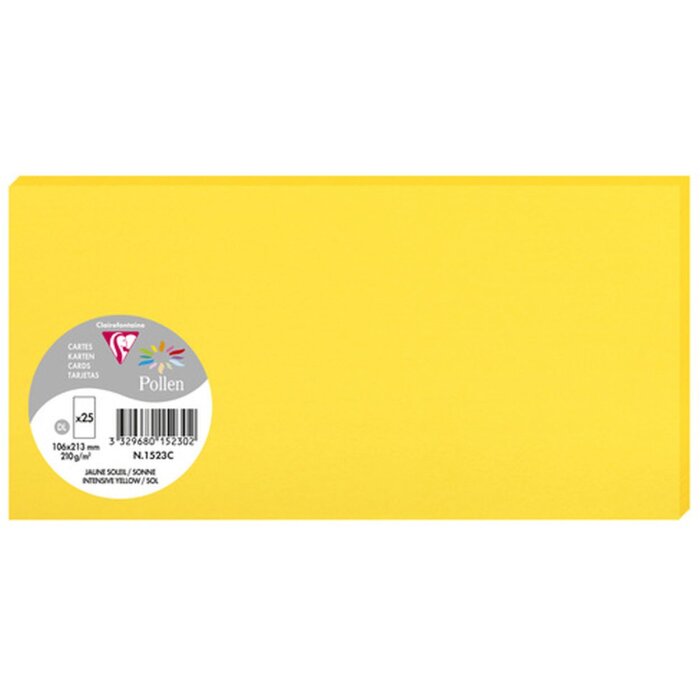 Clairefontaine Pollen Pack 25 Karten DL 106x213mm 210g Sonne