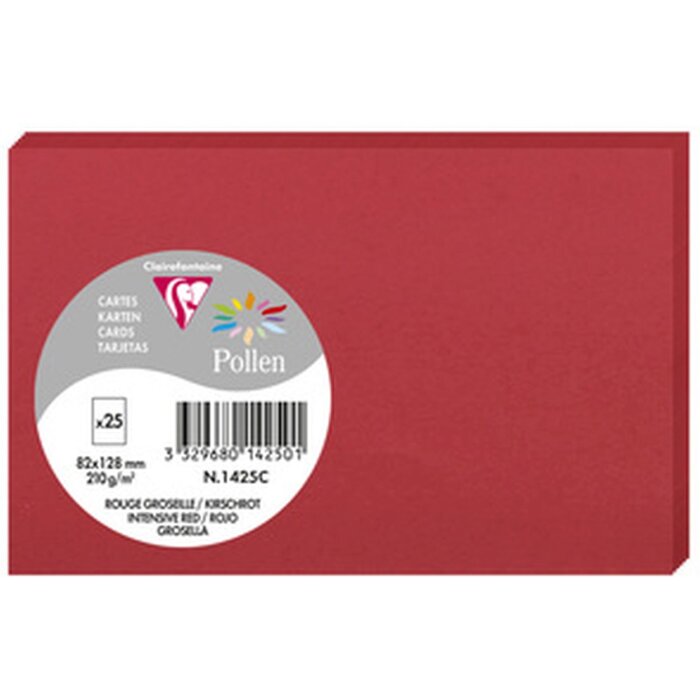 Clairefontaine Karte Pollen 82x128 kirschrot Pack 25 Stück