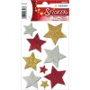 HERMA Weihnachtssticker Glitzersternchen rot gold silber verschiedene Größen