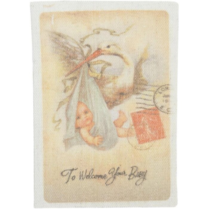 Clayre & Eef Glückwunschkarte Geburt 12,5x17,5 cm nostalgisch mit Klapperstorch