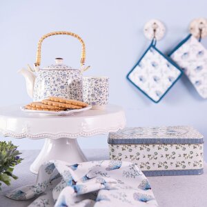 Заварочный чайник Ø 14x14 см керамические цветы синий