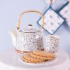 Заварочный чайник Ø 14x14 см керамические цветы синий