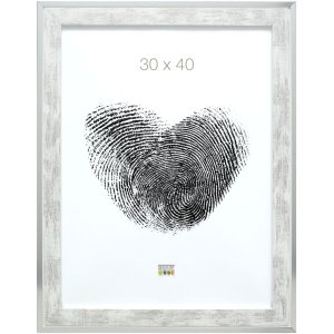 Деревяна рамка Deknudt S43RE 24x30 см біла - сріблястий край